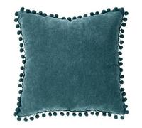 Paris Prix Atmosphera Créateur d'intérieur - Coussin à Pompons Jao 40x40cm Bleu Canard