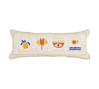Paris Prix Atmosphera Créateur d'intérieur - Coussin Déco Brodé Libertad 30x80cm Blanc