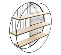 Paris Prix Atmosphera Créateur d'intérieur - Étagère Murale avec Miroir Zina 56cm Noir