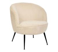 Paris Prix Atmosphera Créateur d'intérieur - Fauteuil en Velours Côtelé Tildae 71cm Crème