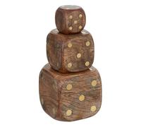 Paris Prix Atmosphera Créateur d'intérieur - Lot de 3 Dés Déco en Bois Roger 10cm Marron