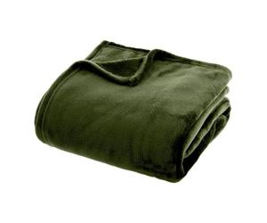 Paris Prix Atmosphera Créateur d'intérieur - Plaid Doux Uni Flanel 130x180cm Vert Kaki