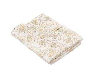 Paris Prix Atmosphera Créateur d'intérieur - Plaid Imprimé Perle de Rose 130x180cm Blanc