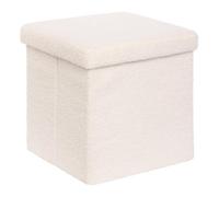 Paris Prix Atmosphera Créateur d'intérieur - Pouf Coffre Carré Bouclette Jaiko 38cm Blanc