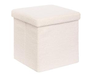 Paris Prix Atmosphera Créateur d'intérieur - Pouf Coffre Carré Bouclette Jaiko 38cm Blanc