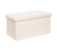 Paris Prix Atmosphera Créateur d'intérieur - Pouf Coffre Double Bouclette Jaiko 76cm Blanc