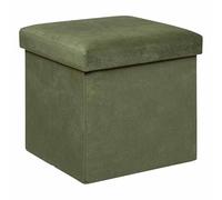 Paris Prix Atmosphera Créateur d'intérieur - Pouf Coffre Pliable en Velours Lilou 38cm Kaki