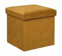 Paris Prix Atmosphera Créateur d'intérieur - Pouf Coffre Pliable en Velours Lilou 38cm Ocre