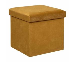 Paris Prix Atmosphera Créateur d'intérieur - Pouf Coffre Pliable en Velours Lilou 38cm Ocre