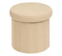 Paris Prix Atmosphera Créateur d'intérieur - Pouf Coffre Pliant Bouclette Fink 38cm Beige