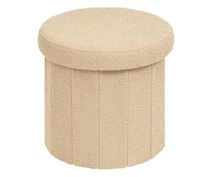 Paris Prix Atmosphera Créateur d'intérieur - Pouf Coffre Pliant Bouclette Fink 38cm Beige