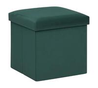 Paris Prix Atmosphera Créateur d'intérieur - Pouf Pliant en Velours Trend Tess 38cm Vert Cèdre