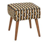 Paris Prix Atmosphera Créateur d'intérieur - Tabouret d'Appoint Jacquard Chiara 42cm Noir & Ocre