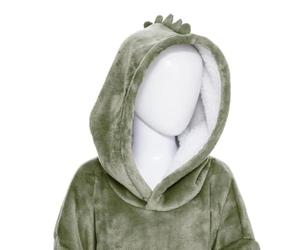 Paris Prix Atmosphera for Kids - Plaid Sweat Capuche Enfant Dino 60x95cm Vert