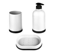 Paris Prix B Basic & Co - Set de 3 Accessoires de Salle de Bain Strip 12cm Blanc
