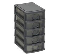 Paris Prix B Basic & Co - Tour de Rangement 5 Tiroirs Poignées 19cm Gris