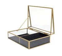 Paris Prix Boîte à Bijoux en Verre Velours 23cm Noir & Or