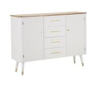 Paris Prix Buffet 2 Portes & 4 Tiroirs en Bois Matera 117cm Blanc & Naturel