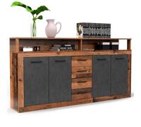 Paris Prix Buffet 4 Portes & 4 Tiroirs Luna 190cm Marron & Gris