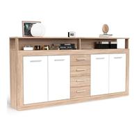 Paris Prix Buffet 4 Portes & 4 Tiroirs Luna 190cm Naturel & Blanc