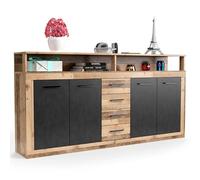 Paris Prix Buffet 4 Portes & 4 Tiroirs Luna 190cm Naturel & Gris