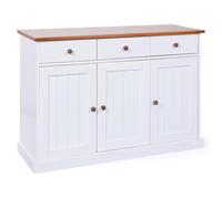 Paris Prix Buffet Bois 3 Portes Takao 130cm Blanc & Naturel