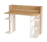 Paris Prix Bureau avec Étagères Kentin 124cm Naturel & Blanc