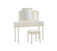 Paris Prix Coiffeuse avec Miroir & Tabouret Camille 120cm Blanc