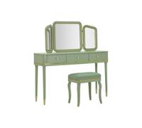 Paris Prix Coiffeuse avec Miroir & Tabouret Camille 120cm Vert