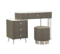 Paris Prix Coiffeuse avec Pouf Effet Marbre Sharon 120 Gris & Argent