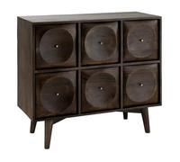 Paris Prix Commode 6 Tiroirs en Bois Circle 99cm Marron Foncé