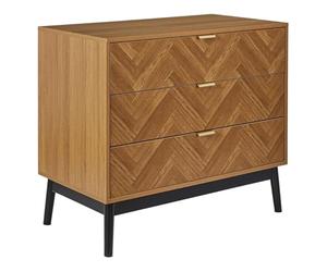 Paris Prix Commode Design 3 Tiroirs Felix 90cm Marron