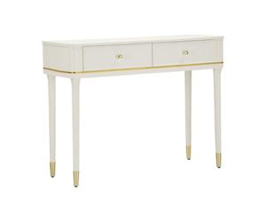 Paris Prix Console 2 Tiroirs Camille 101cm Blanc & Or