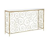 Paris Prix Console Design en Marbre Spirale 140cm Blanc & Or