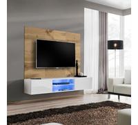 Paris Prix Ensemble Meuble TV 2 Portes Switch 180cm Blanc & Naturel