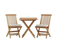 Paris Prix Ensemble Table de Jardin & 2 Chaises avec Coussin Kenya 75cm Naturel