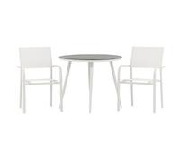 Paris Prix Ensemble Table de Jardin & 2 Chaises Break & Santorini 90cm Gris & Blanc