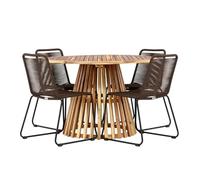 Paris Prix Ensemble Table de Jardin & 4 Chaises Lumpur & Lindos 120cm Naturel & Marron