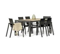 Paris Prix Ensemble Table de Jardin en Céramique & 6 Fauteuils Venise 195cm Gris Anthracite