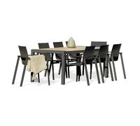 Paris Prix Ensemble Table de Jardin en Céramique & 8 Fauteuils Venise 195cm Gris Anthracite