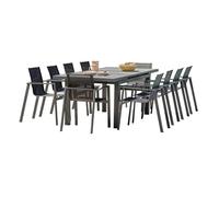 Paris Prix Ensemble Table de Jardin Extensible en Céramique & 10 Fauteuils Venise 190-250cm Gris Anthracite