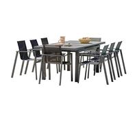 Paris Prix Ensemble Table de Jardin Extensible en Céramique & 8 Fauteuils Venise 190-250cm Gris Anthracite