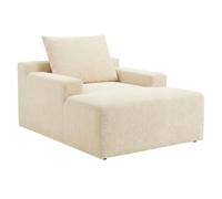 Paris Prix Fauteuil Lounge en Velours Méridienne 148cm Beige