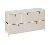 Paris Prix Five Simply Smart - Commode Basse 5 Tiroirs Tissa 100cm Beige