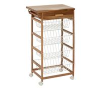 Paris Prix Five Simply Smart - Desserte de Cuisine à roulettes 4 Paniers 88cm Naturel