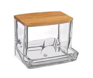 Paris Prix Five Simply Smart - Distributeur de Cotons-Tiges Bambou Beauty 9cm Transparent