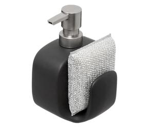 Paris Prix Five Simply Smart - Distributeur de Savon en Céramique Porte-Éponge 15cm Noir