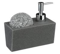 Paris Prix Five Simply Smart - Distributeur de Savon en Résine Porte Éponge 14cm Gris