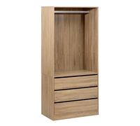 Paris Prix Five Simply Smart - Dressing Penderie 3 Tiroirs Black Edition 180cm Naturel