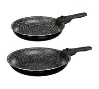 Paris Prix FIVE Simply Smart - Lot de 2 Poêles & 1 Poignée Amovible Pierre 28cm Noir